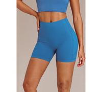 Short biker 4,3" CoreHold FeatherFit™-Sculpt Pavement Pusher sans couture avant, soutien corset, contrôle du ventre, poches latérales, bandes antidérapantes, impact moyen pour la course, le jogging, l