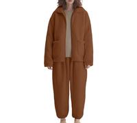 Short Blanc Femme Sexy Robe Femme Hiver Longue Ensemble De Pantalons Chauds Ensemble Chaud De Maison Corail Épais pour Femmes Portant Un Pyjama Chaud Et Doux Pyjama Hiver Coffee XL