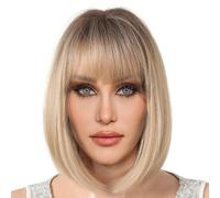Short Bob Wig | Short Natural Bob Highlight Wig | Heat Resistant Synthetic Hair Natural Looking, Short Bob Wigs for Women, Fashionable Bob Hairstyle