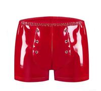 Short Boxer Homme PU Brillant Rivets Œillets Short Boxer Homme(Red M)