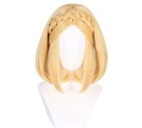 Short Braid Golden Halloween Party Cosplay Perruque Pour Lolita SJA104F | Anime Perruque Adjustable Breathable Adult Synthetic Perruque