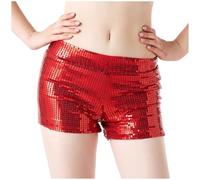 Short Brillant Femme Taille Haute, Short Sexy Femme Paillettes,Pantalon Courte Femme de Perles Sequins Magnifiques Chic Shorty pour Bar Danse Fête Disco Festival Clubwear Party Moulant Shorts