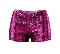 Short Brillant Femme Taille Haute, Short Sexy Femme Paillettes,Pantalon Courte Femme de Perles Sequins Magnifiques Chic Shorty pour Bar Danse Fête Disco Festival Clubwear Party Moulant Shorts