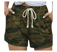 Short Camouflage Femme Taille Haute été - Short Sport avec Cordon de Serrage Short Grande Taille avec Poche Léger et Respirant Pantalon Court Casual Jogging Yoga et Fitness