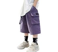 Short Cargo 2025 pour garçons Pantalon de Sport Court Bermuda décontracté Confortable et léger Taille Lastique Running Ado Garcon 4-14 Ans