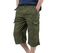 Short cargo 3/4 court pour homme - Pour le travail, la course à pied, la course à pied - Avec plusieurs poches - Pour l'extérieur et la randonnée, Short cargo vert pour homme, 5XL