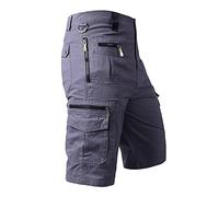 Short cargo 3/4 en coton pour homme avec poches zippées - Short de travail extensible pour l'extérieur, la randonnée, la marche, l'été - Demi-pantalon pour tactique, escalade, safari, pêche, gris, XL