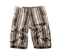 Short cargo à carreaux pour homme - Short chino à taille élastique - Short de travail à carreaux militaires - Séchage rapide - Ripstop - Décontracté - Coupe ajustée - Respirant - Pour la randonnée, le