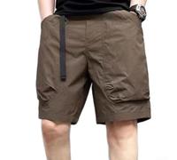 Short cargo à séchage rapide pour homme, coupe ample, pantalon à cinq points avec grandes poches taille élastique et cordon de serrage pour activités de plein air estivales noir, kaki, vert armée (3XL
