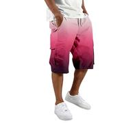 Short cargo ample à coupe décontractée pour homme, avec poches, pantalon court léger en denim, jambe large, cordon de serrage, jambe droite, petite taille, rouge brique, 4XL