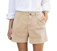 Short Cargo Ample Femme Taille Elastique, Pantalon Shorts Femme Taille Haute À Séchage Rapide Multi-Poches Couleur Unie Shorts Travail Loisir pour Golf Randonnée Trekking