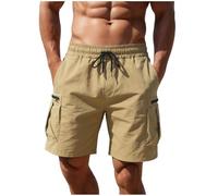 Short Cargo Ample pour Homme, Style Sport décontracté, avec Poches zippées 3D. Portefeuille Sanglier (Khaki, XL)