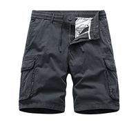 Short Cargo décontracté léger avec Plusieurs Poches à Fermeture éclair pour l'été, Le Travail en Plein air, Pantalon à Taille élastique, Z02-gris, 4XL