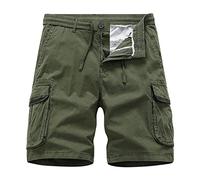 Short Cargo décontracté léger avec Plusieurs Poches à Fermeture éclair pour l'été, Le Travail en Plein air, Pantalon à Taille élastique, Z02-vert, 4XL