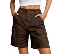 Short cargo décontracté pour femme avec poche pour un usage quotidien décontracté adapté pour les activités d'été, marron, 3XL
