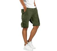 Short cargo décontracté pour homme à séchage rapide multi-poches taille élastique pour le travail, le cyclisme, le safari, le cinquième pantalon adapté pour les travaux ménagers ou le travail, Vert, M