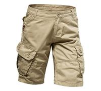 Short cargo en coton respirant et léger pour homme - Grande taille - Style décontracté - Pour le sport, la course à pied, le jogging, l'entraînement et le fitness, kaki, 44-46