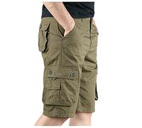 Short cargo en coton respirant pour homme - Bermuda - Short de travail - Short de loisirs - Short de sport - Multi poches - Short de randonnée - Fermeture éclair - Coupe décontractée, Beige., L