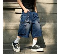 Short cargo en denim à jambes larges avec poches pour hommes, décontracté pour les voyages quotidiens L,M,S,XL,XS,XXLUnicoloreJean