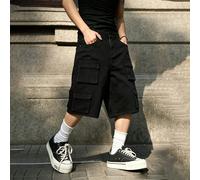 Short cargo en denim à jambes larges pour hommes, décontracté et polyvalent pour les voyages quotidiens, avec poches et boutons, vacances L,M,S,XL,XXL,XXXLUnicoloreJean