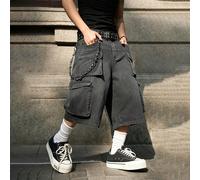 Short cargo en jean décontracté et polyvalent pour homme, pour le quotidien et les voyages, avec poches et boutons, style vacances L,M,S,XL,XXLUnicoloreJean