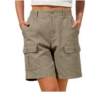 Short Cargo Femme Été Bermuda Taille Haute Élastique Multi-Poches Séchage Rapide Léger Outdoor Randonnée Jambe Large Pantalon Court Décontracté Casual Chic Fluide Respirant Confortable Mode