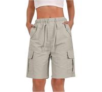 Short Cargo Femme Été Bermuda Taille Haute Élastique Multi-Poches Séchage Rapide Léger Outdoor Randonnée Jambe Large Pantalon Court Décontracté Casual Chic Fluide Respirant Confortable Mode 2026