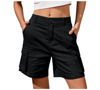 Short Cargo Femme Shorts Bermuda ÉTé Taille éLastique avec Cordon De Serrage Short De RandonnéE Couleur Unie LéGer à SéChage Rapide Pantalon De Trekking Court avec Poches ZippéEs Sport D'ExtéRieur
