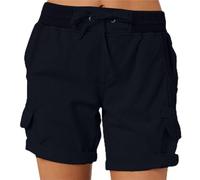 Short Cargo Femme Shorts Bermuda ÉTé Taille éLastique Avec Cordon De Serrage Short De RandonnéE LâChe Stretch Couleur Unie LéGer à SéChage Rapide Pantalon Court De Travail Avec Poches Yoga Fitness