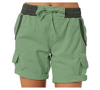 Short Cargo Femme Shorts Bermuda ÉTé Taille éLastique Avec Cordon De Serrage Short De RandonnéE LâChe Stretch Couleur Unie LéGer à SéChage Rapide Pantalon Court De Travail Avec Poches Yoga Fitness