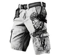 Short Cargo for Hommes, imprimé Ailes d'ange, décontracté, Coupe Ample, Streetwear, Longueur aux Genoux, sans Ceinture, for Un Usage Quotidien en Plein air, été
