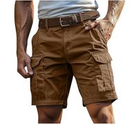 Short Cargo Homme Bermuda Homme avec Poches Zippées Short De Sport Décontracté Shorts Running Plage Court Pantalon Jogging Casual Pantalons Court Travail Randonnée Couleur Unie