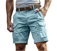 Short Cargo Homme Bermuda Homme avec Poches Zippées Short De Sport Décontracté Shorts Running Plage Court Pantalon Jogging Casual Pantalons Court Travail Randonnée Couleur Unie