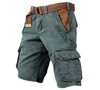Short Cargo Homme Bermuda Shorts Et Blanc pour avec Cordon De Serrage Taille Élastique Poches Léger Séchage Rapide Large Bermudas Grande Pantacourt Jeans Coton Pantalon Court Travail GN2 5XL