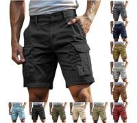 Short Cargo Homme Décontracté Bermuda avec Multi-Poche Shorts et Bermudas Cargo Bouton Couleur Unie Coupe Ample Pantalon Court Grande Taille Casual Short de Sport Jogging Outdoor Randonnée
