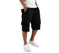 Short Cargo Homme Elastique Militaire Pantacourt Ete Leger Court Shorts Décontracté Bermuda Multi Poche Ample Uni Randonnée Travail Outdoor Tactique Eté Running Shorts Jogging avec Taille à Cordon