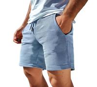 Short Cargo Homme en Gaufré Taille Elastique Bermuda Travail avec Multi-Poche Running Short De Sport Vintage Shorts Plage Pantalon De Jogging Travail Randonnée Outdoor Cargo Couleur Unie
