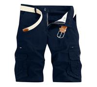 Short Cargo Homme en Plein Air été Séchage Rapide Casual Couleur Pure Pantalon Extensible Randonnée Multi-Poches Plage Tactique Travail Court (sans Ceinture)