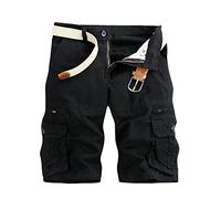 Short Cargo Homme en Plein Air été Séchage Rapide Casual Couleur Pure Pantalon Extensible Randonnée Multi-Poches Plage Tactique Travail Court (sans Ceinture)