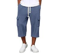 Short Cargo Homme Été Bermuda Décontracté en Maille Gaufre avec Poches Latérales à Rabat Taille Élastique Ajustable Cordon de Serrage Coupe Large Respirante pour Plage Loisirs Travail Jardin