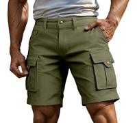 Short Cargo Homme Grande Taille Été Couleur Unie Coupe Ample et Confortable Bermuda Décontracté en Coton Respirant avec Poches pour Plage Vacances Voyage Loisirs Quotidien