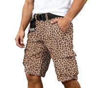Short Cargo Homme Léopard Bermuda Tactique Multipoche Vêtement de Travail Style Animal Short D'Été Robuste et Fonctionnel pour Randonnée et Loisirs Boxer de Bain Grande Taille
