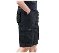 Short Cargo Homme Pantalon Camouflage Baggy De Travail avec Élastique À La Taille Shorts Et Bermudas Pantacourt Bermuda Long Été Treillis Militaire Tactique Grande Vêtements,Le Noir,6XL