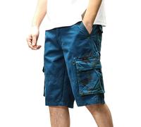 Short Cargo Homme - Pantalon Cargo D'Été pour Style Sport Décontracté Imprimé Confortable pour L'Extérieur Short Droit (Blue 32)