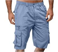 Short Cargo Homme Shorts Et Bermudas Homme Multi-Poches Trendy Pantalon Court Travail Taille Elastique Short de Sport Hommes Bermuda Vintage avec Fermeture Éclair pour Randonnée Pas Cher