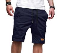 Short Cargo Homme Taille Elastique, Bermuda Travail Homme avec Cordon De Serrage Poches LatéRales Pantalon Court Leger Respirant Confortable DéContractéE RandonnéE Jogging Quotidien