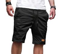 Short Cargo Homme Taille Elastique, Bermuda Travail Homme avec Cordon De Serrage Poches LatéRales Pantalon Court Leger Respirant Confortable DéContractéE RandonnéE Jogging Quotidien