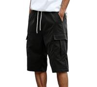 Short Cargo Homme Taille Élastique, Pantacourt Homme Été Droit Couleur Unie Multi-Poches Classiques Décontracté Ample Respirante Comfortable Chic De Tous Les Jours Passe-Partout Pour Sport Plage Pants