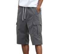 Short Cargo Homme Taille Élastique, Pantacourt Homme Été Droit Couleur Unie Multi-Poches Classiques Décontracté Ample Respirante Comfortable Chic De Tous Les Jours Passe-Partout Pour Sport Plage Pants