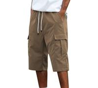 Short Cargo Homme Taille Élastique, Pantacourt Homme Été Droit Couleur Unie Multi-Poches Classiques Décontracté Ample Respirante Comfortable Chic De Tous Les Jours Passe-Partout Pour Sport Plage Pants